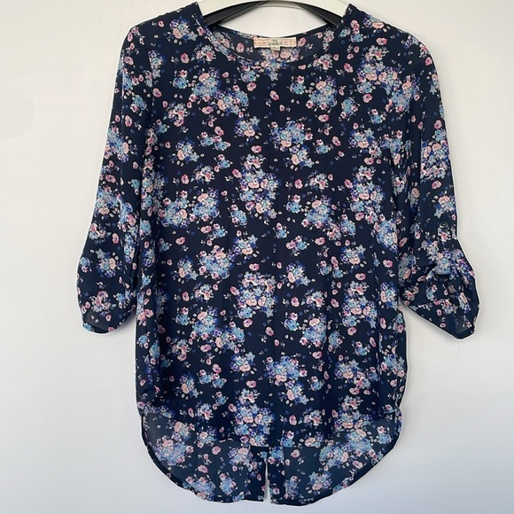 Pink Republic Blue and Pink Floral Blouse Small - Picture 13 of 16